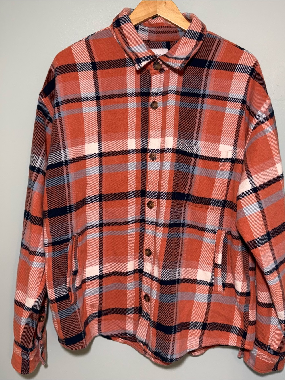 NWT Men’s Orange Plaid Button-Up Jacket